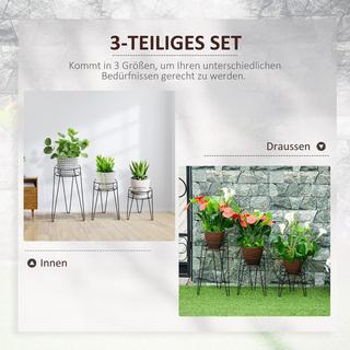 Northio Lot De 3 Supports De Fleurs En Métal Pour Pots De Fleurs Jusqu'À 16 Cm De Diamètre Noir  