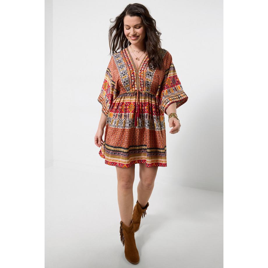 Joe Browns Boho Tunika Kleid mit Aztec Print und Verzierungen  