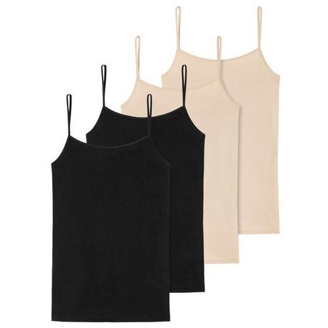 Schiesser 4er Pack Bio Baumwolle Spaghetti Top  