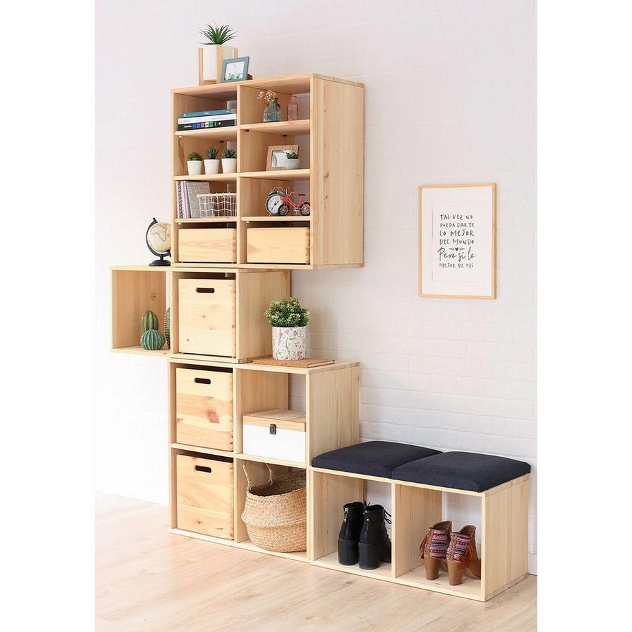 Calicosy Cube en pin massif - L30 x H30 cm  