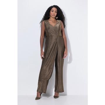 Jumpsuit, Glitter, weites Bein, V-Ausschnitt, ärmellos