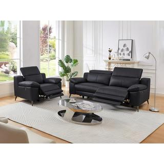 Vente-unique Relaxsofa elektrisch 3-Sitzer + Sessel - Schwarz - MAROTI  