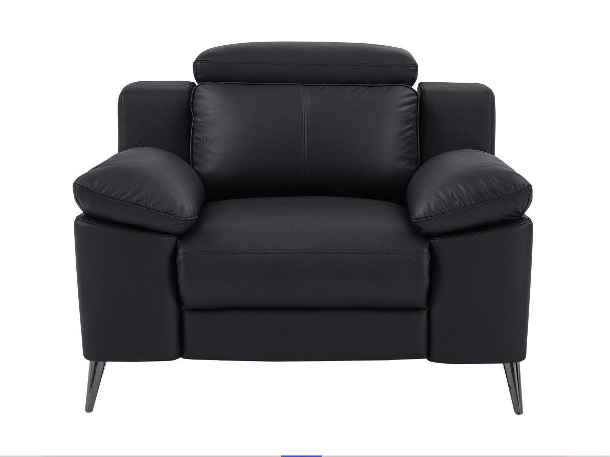 Vente-unique Canapé 3 places et fauteuil relax électrique noir MAROTI  