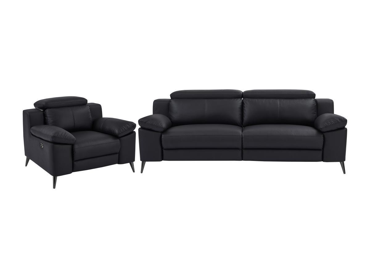 Vente-unique Relaxsofa elektrisch 3-Sitzer + Sessel - Schwarz - MAROTI  