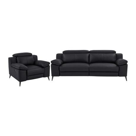 Vente-unique Relaxsofa elektrisch 3-Sitzer + Sessel - Schwarz - MAROTI  