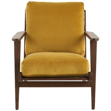 Fauteuil Jules déhoussable velours safran