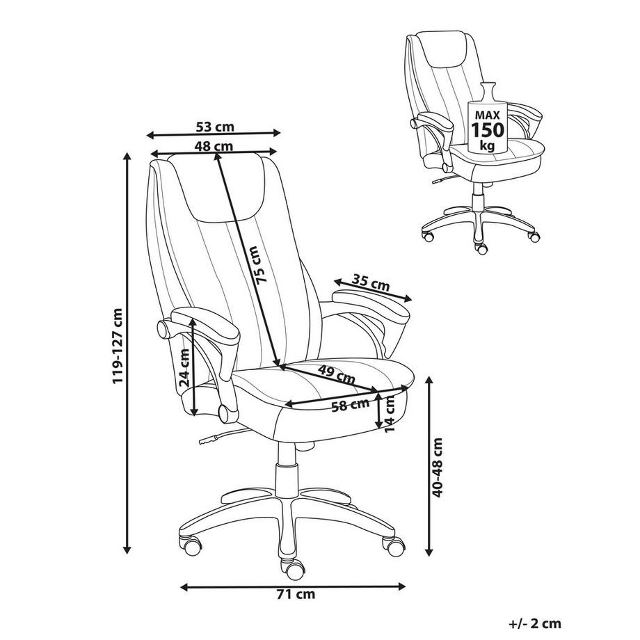 Beliani Fauteuil de bureau en Cuir PU  CHIEF  