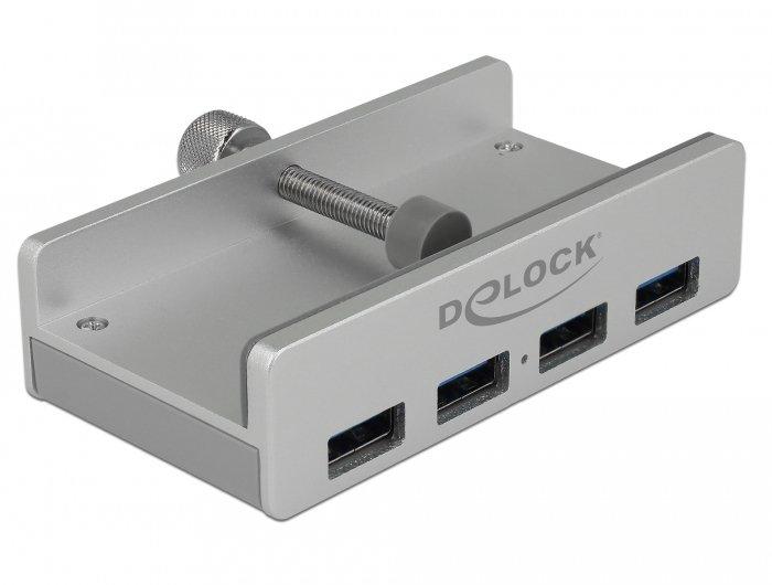 DeLock  64046 Schnittstellen-Hub USB 3.2 Gen 1 (3.1 Gen 1) Type-A 5000 Mbits Silber 