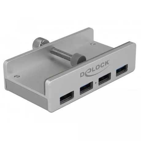 DeLock  64046 Schnittstellen-Hub USB 3.2 Gen 1 (3.1 Gen 1) Type-A 5000 Mbits Silber 