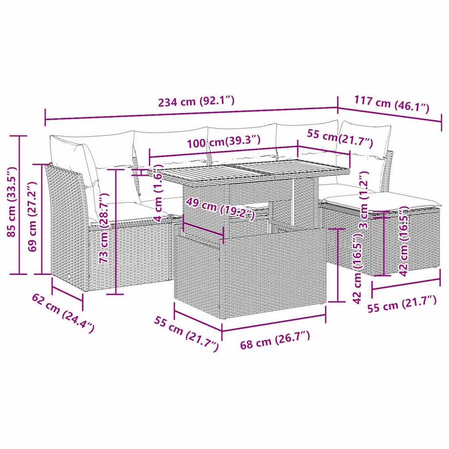 VidaXL Garten sofagarnitur poly-rattan  