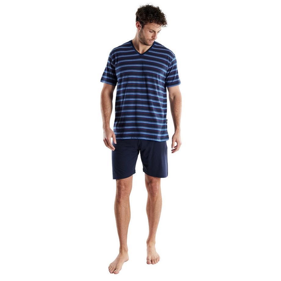 Götzburg Pigiama Shorty collo a V e top a righe  