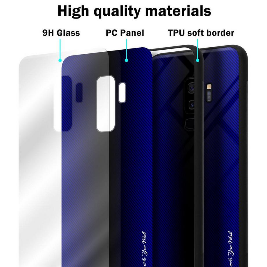 Cadorabo  Housse compatible avec Samsung Galaxy S9 PLUS - Aspect rayé - Coque de protection en silicone TPU et dos en verre trempé 