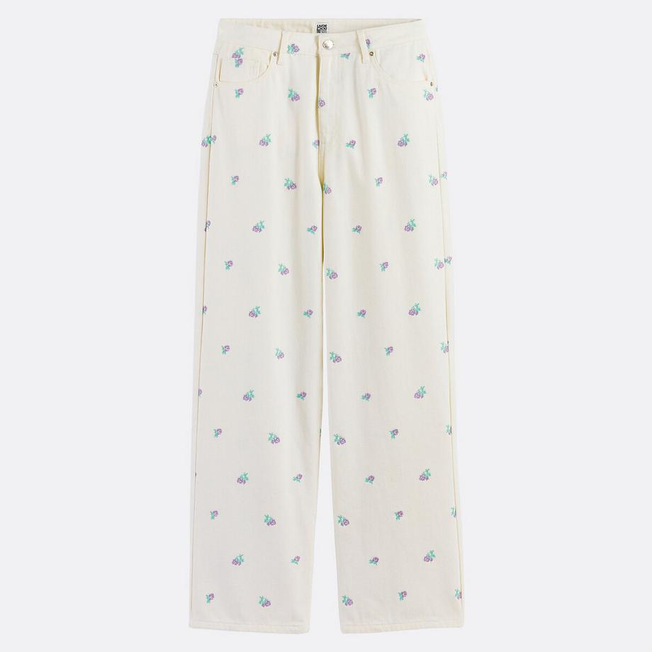 La Redoute Collections  Weite Jeans mit Blumenstickereien 