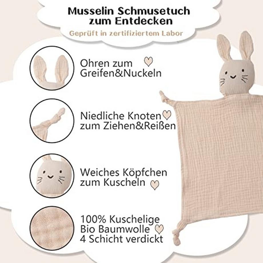 Activity-board  Baby Geschenk zur Geburt Junge & Mädchen Baby Geschenkset - Schmusetuch - Lätzchen - Beißring - 