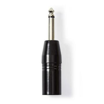 XLR Adapter | XLR 3-pin male | 6.35 mm male | Vernickelt | Gerade | Metall | Schwarz | 1 Stk. | Plastikbeutel