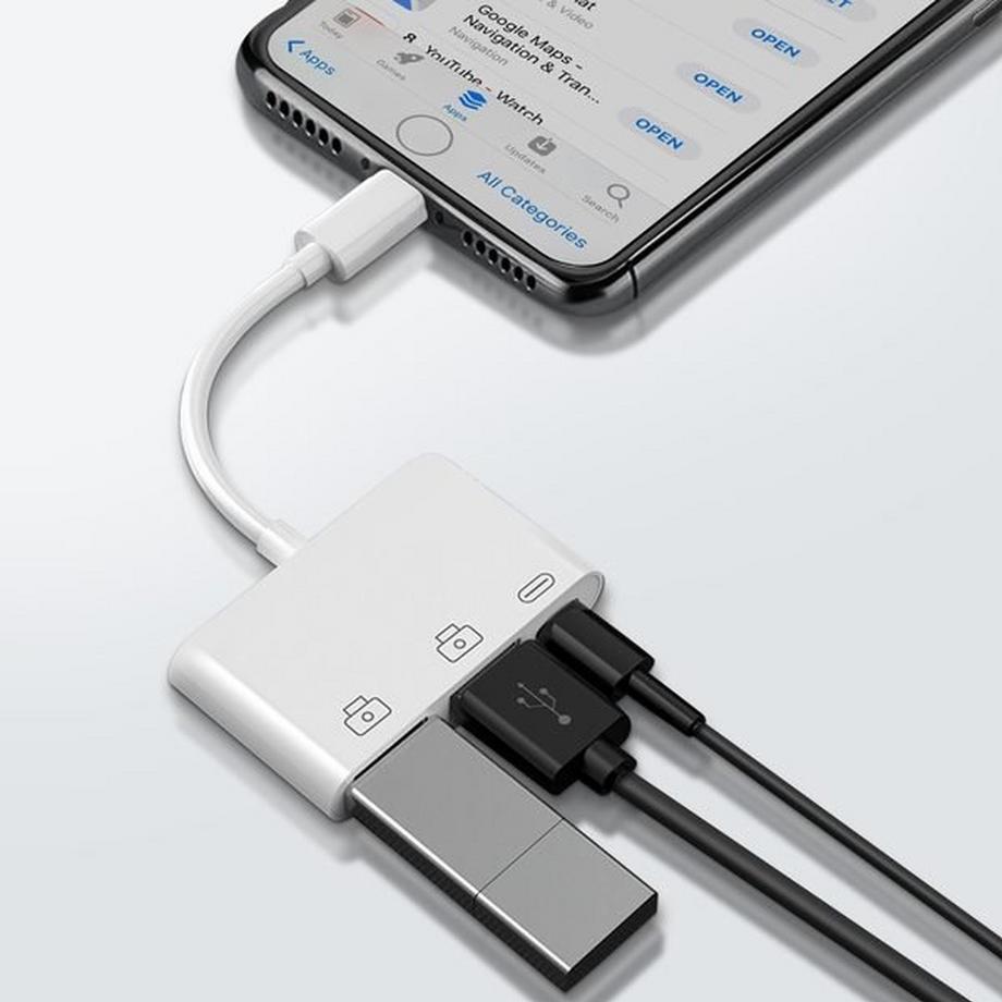 Avizar  Adaptateur iPhone vers 2 USB - Blanc 