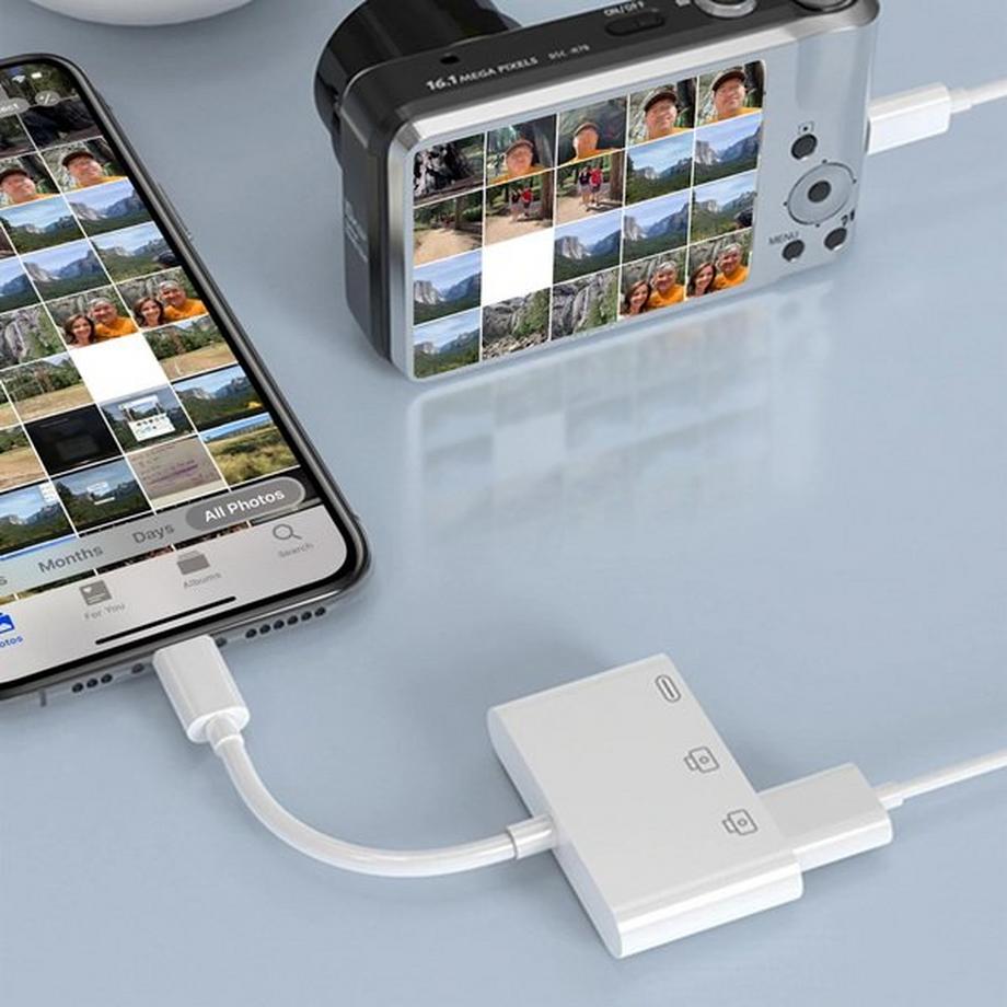 Avizar  Adaptateur iPhone vers 2 USB - Blanc 