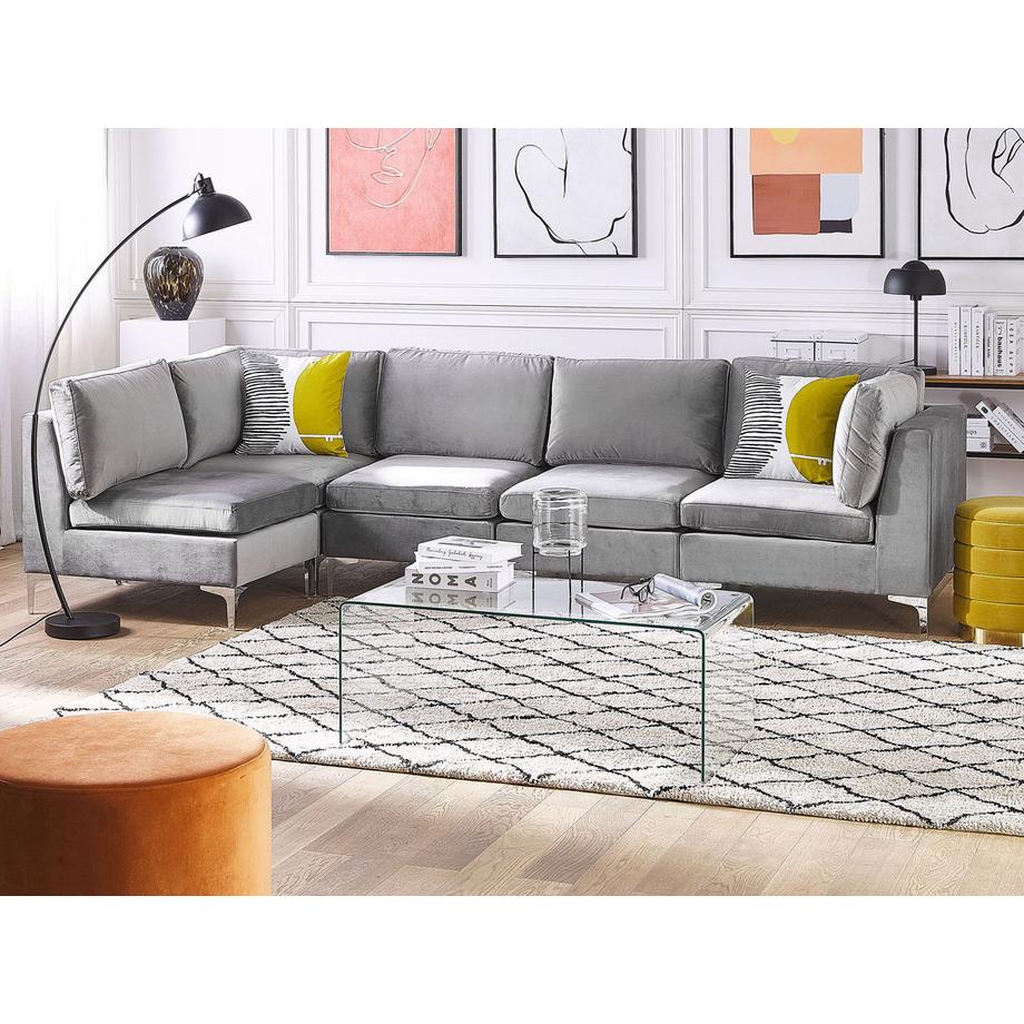 Beliani Ecksofa aus Samtstoff  EVJA  