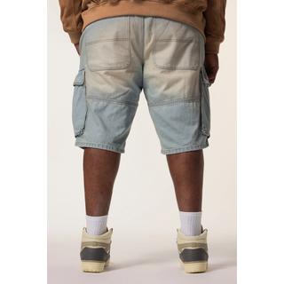Sthuge Baggy Fit Bleached Denim Cargo Bermuda Jeans  