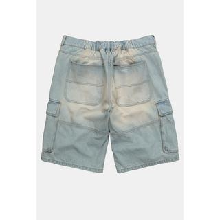 Sthuge Baggy Fit Bleached Denim Cargo Bermuda Jeans  