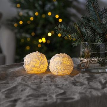 Palla di neve a LED in confezione da 2 luci con timer
