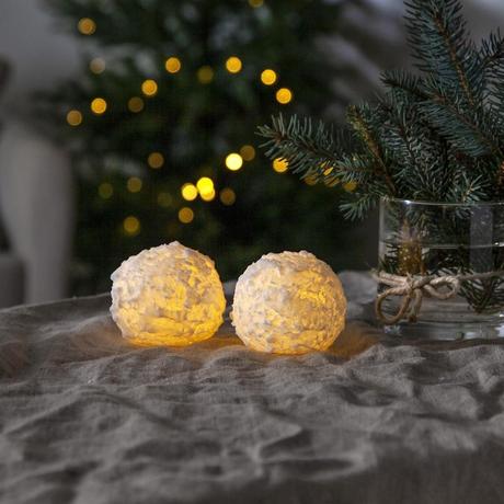 B2X Palla di neve a LED in confezione da 2 luci con timer  