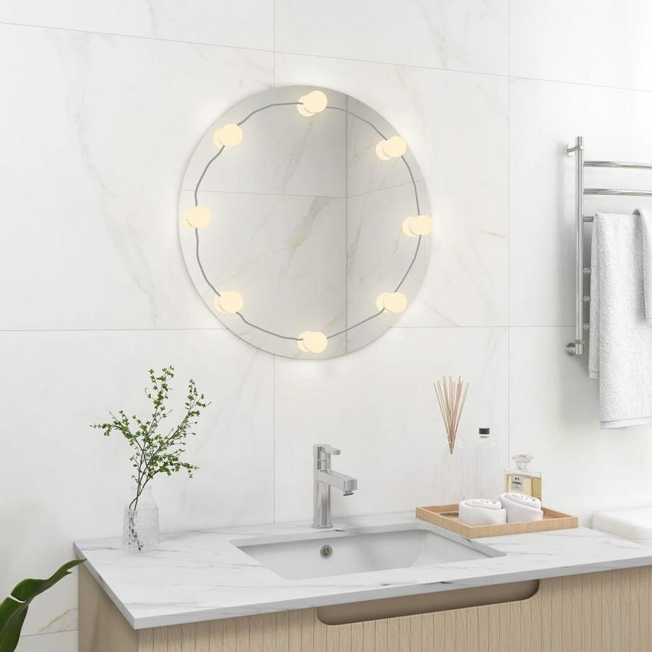 VidaXL Miroir mural avec lampe led verre  