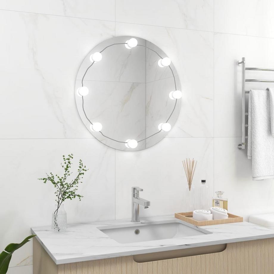 VidaXL Miroir mural avec lampe led verre  