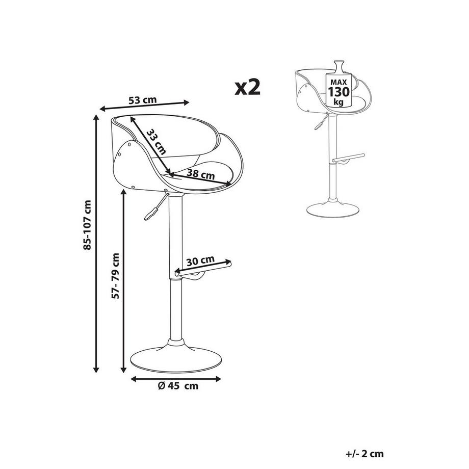 Beliani Set di 2 sedie alte en Pelle sintetica  BAKU II  