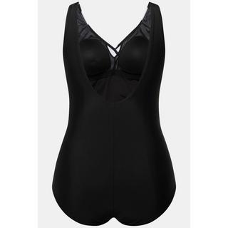 Ulla Popken Costume da bagno a righe coppe morbide drappeggio  