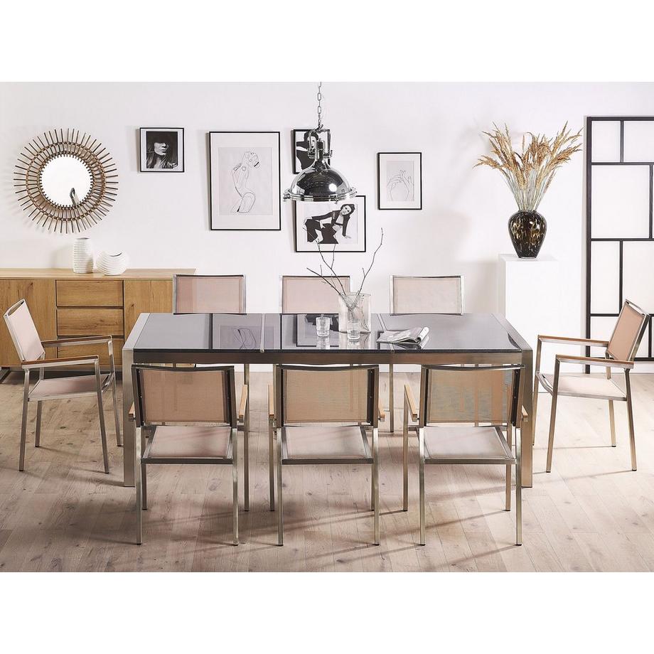 Beliani Garten-Essgruppe für 8 Personen aus Granit Industriell GROSSETO  