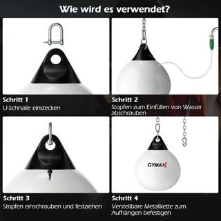 Northix  Ø45 cm Wasserboxsack 50 kg Boxing Punching Bag mit Verstellbarer Metallkette Weiß 