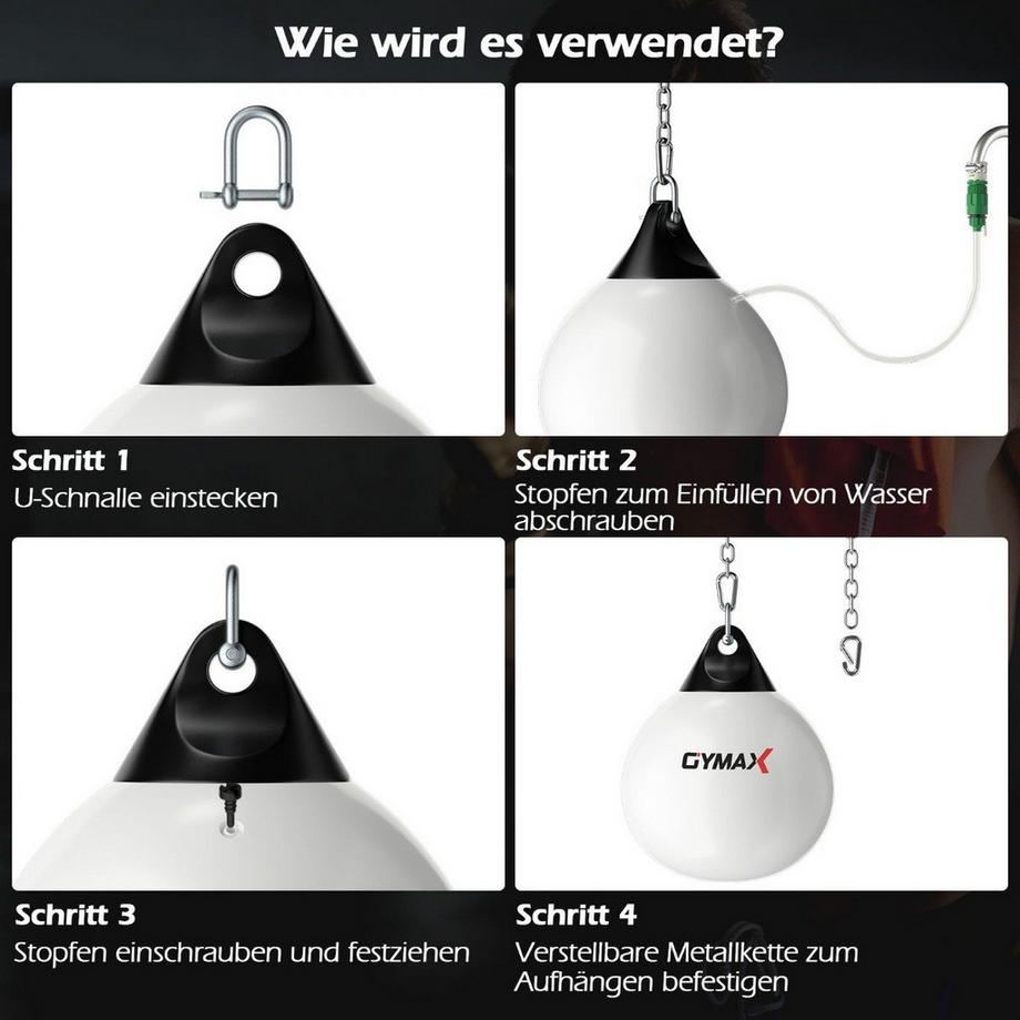 Northix  Sac de frappe à eau Ø 45 cm 50 kg Sac de frappe de boxe avec chaîne métallique réglable Blanc 