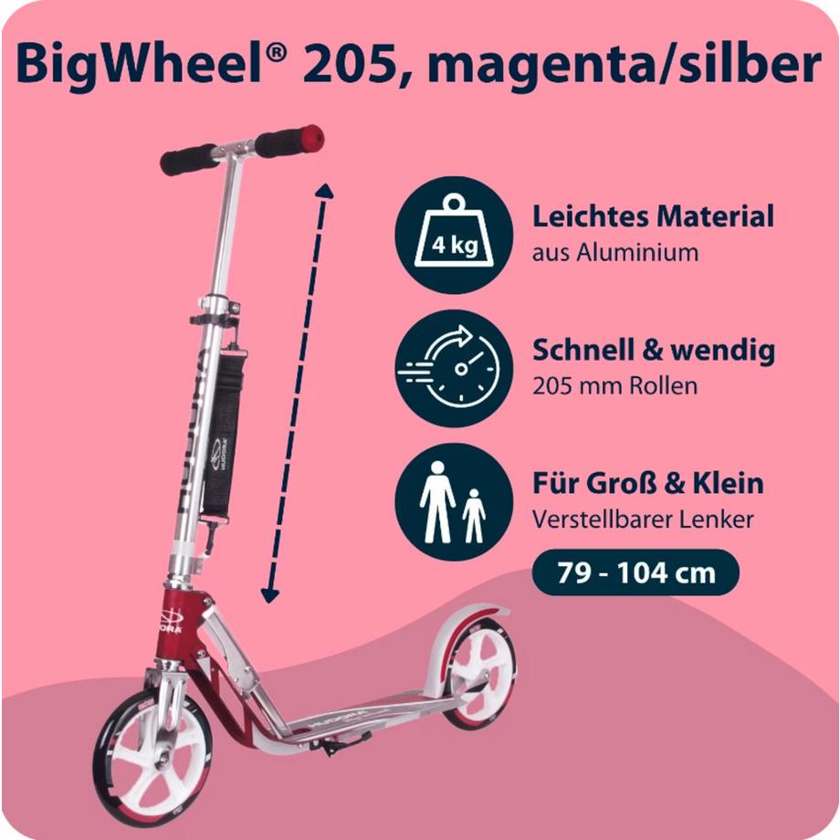 HUDORA  Scooter BIG Wheel RX205 Step Magenta/Silber 