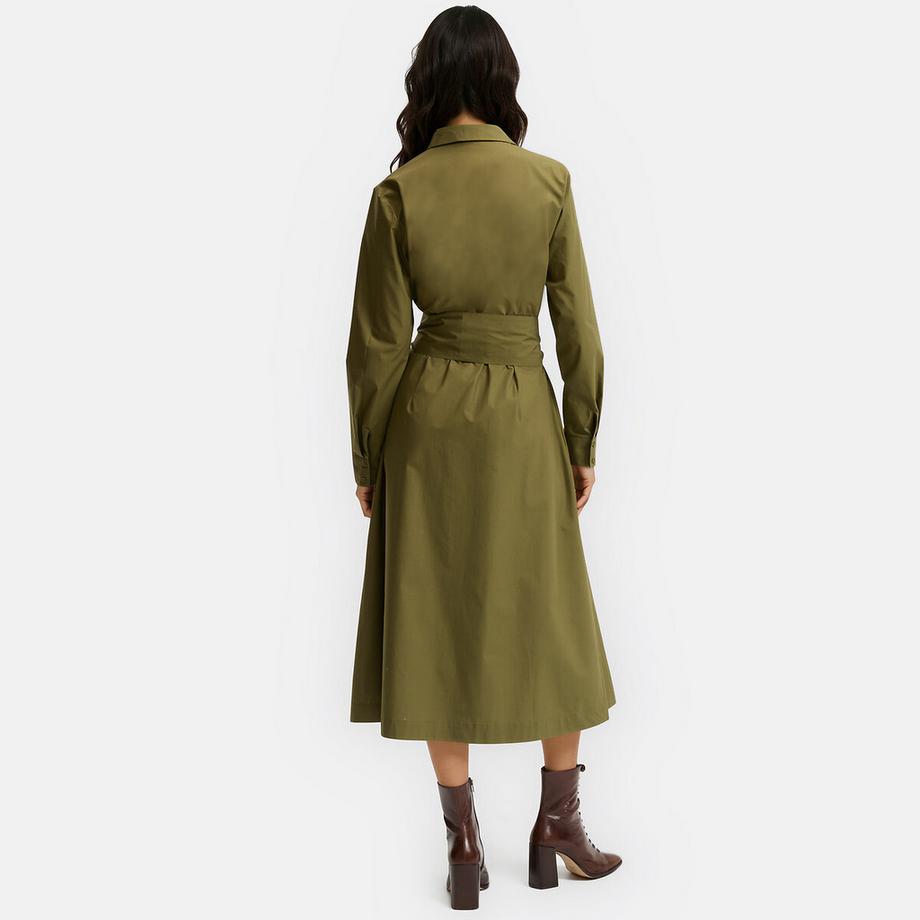 La Redoute Collections Robe chemise midi à manches longues et ceinture à nouer  
