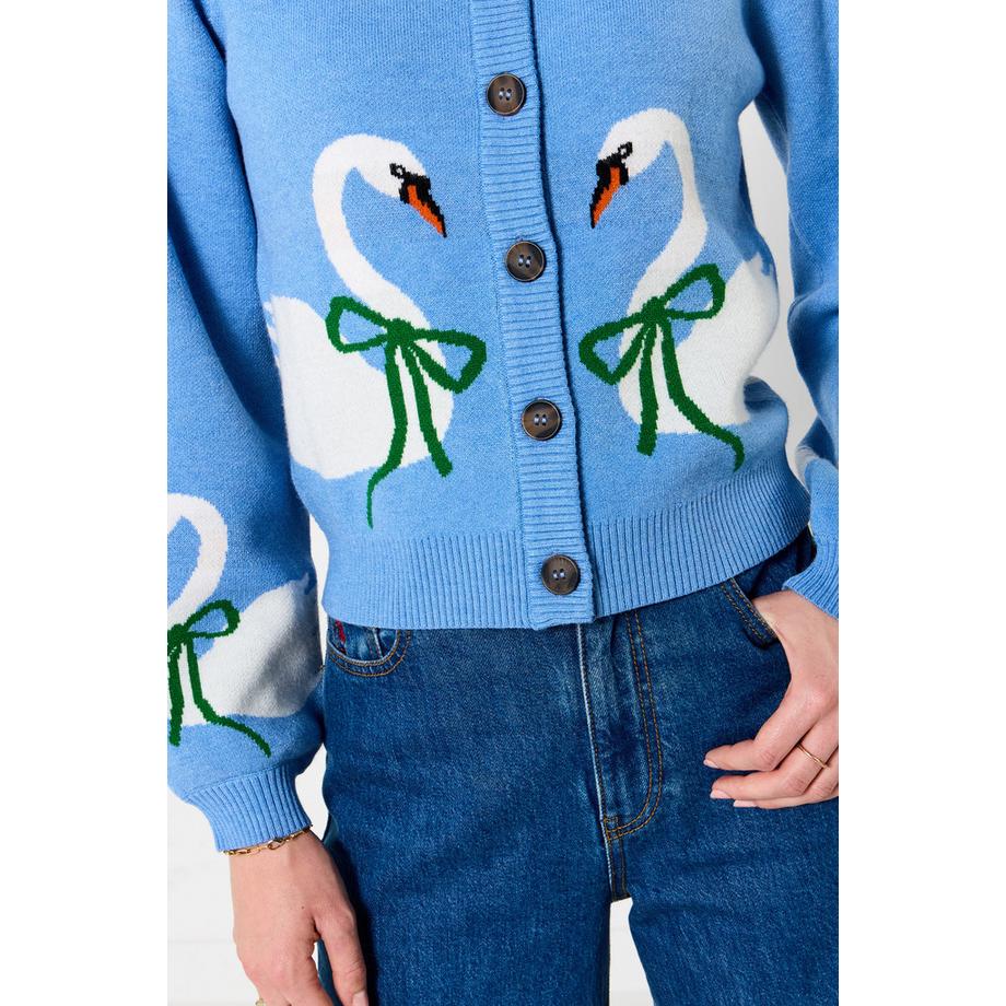 Joe Browns Strickjacke mit Schwanen-Motiv  