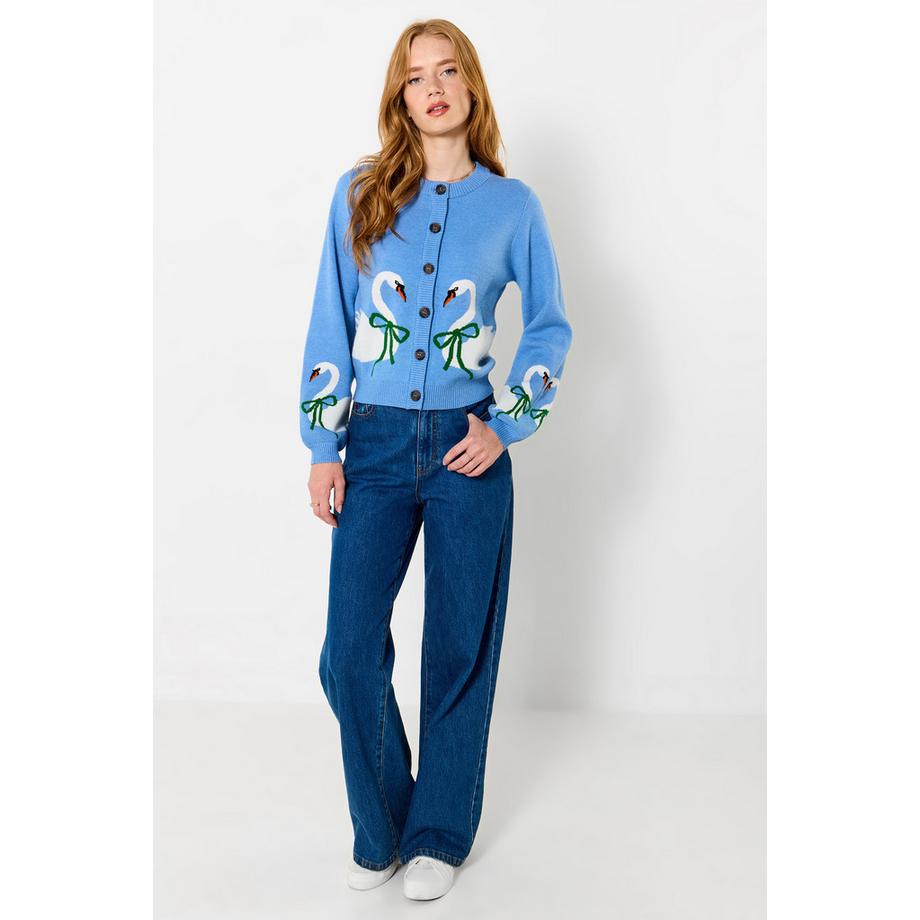 Joe Browns Strickjacke mit Schwanen-Motiv  