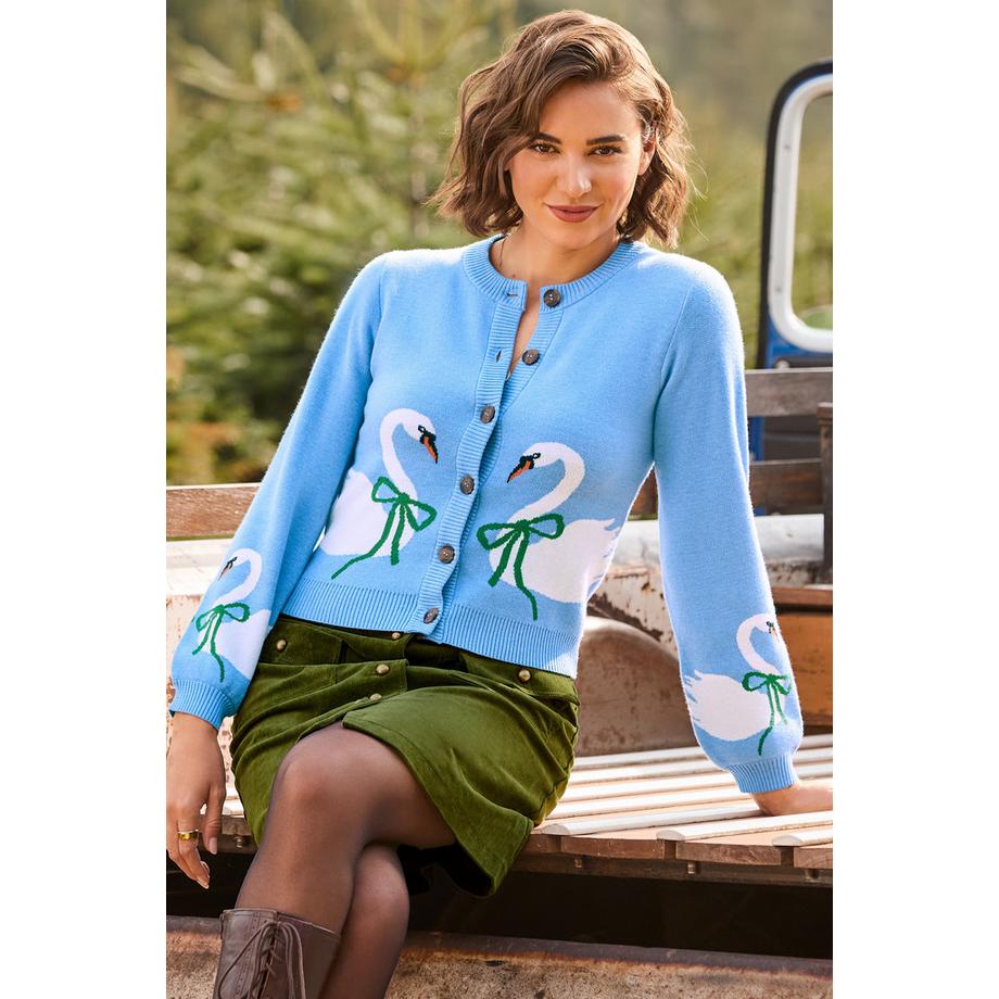 Strickjacke mit Schwanen-Motiv