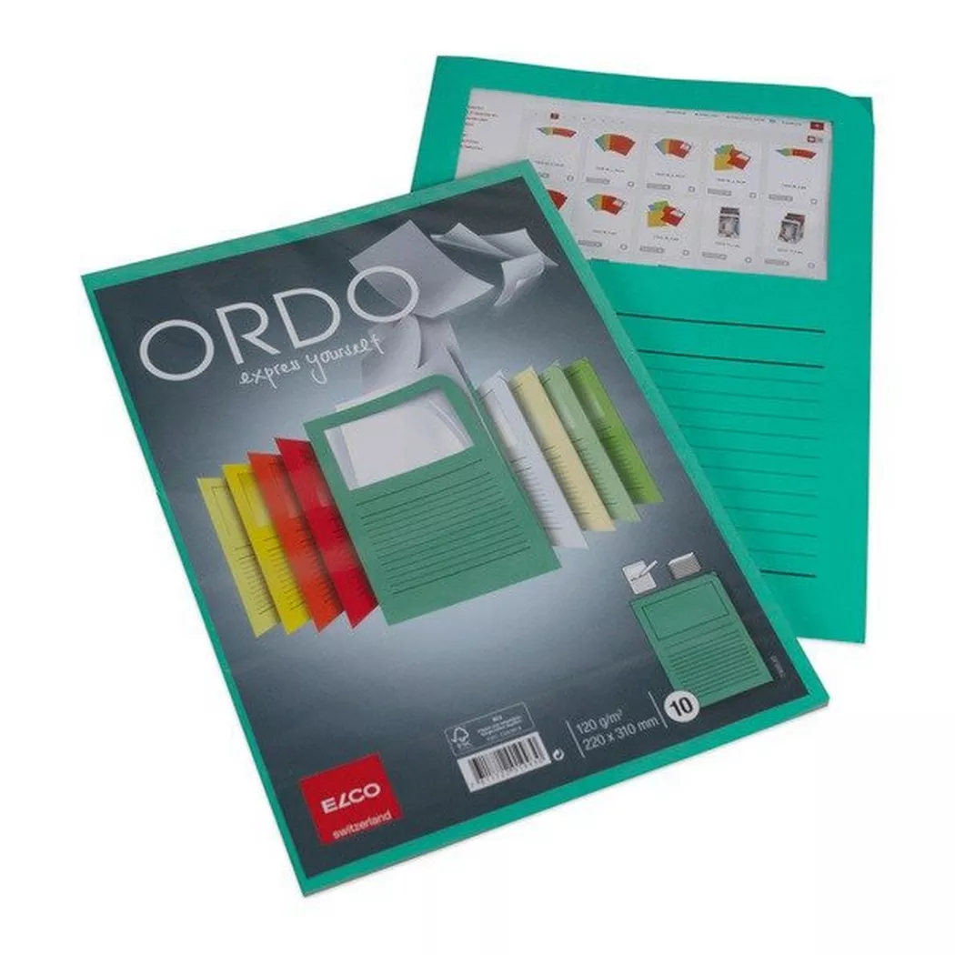 elco – Organisationsmappen Ordo A4 73695.63 grün, Fenster 10 Stück, One Size
