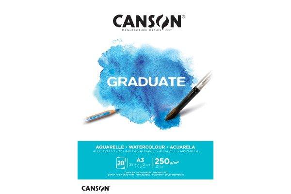 CANSON CANSON Zeichenblock Graduate A3 400110375 20 Blatt, aquarell, 250g  