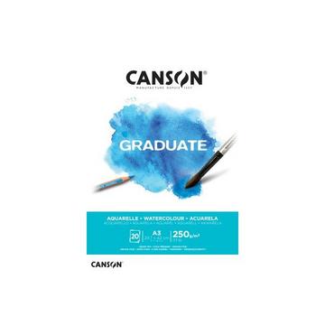 CANSON Zeichenblock Graduate A3 400110375 20 Blatt, aquarell, 250g