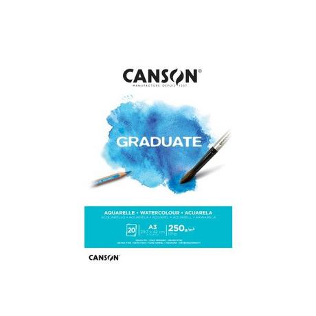 CANSON CANSON Zeichenblock Graduate A3 400110375 20 Blatt, aquarell, 250g  