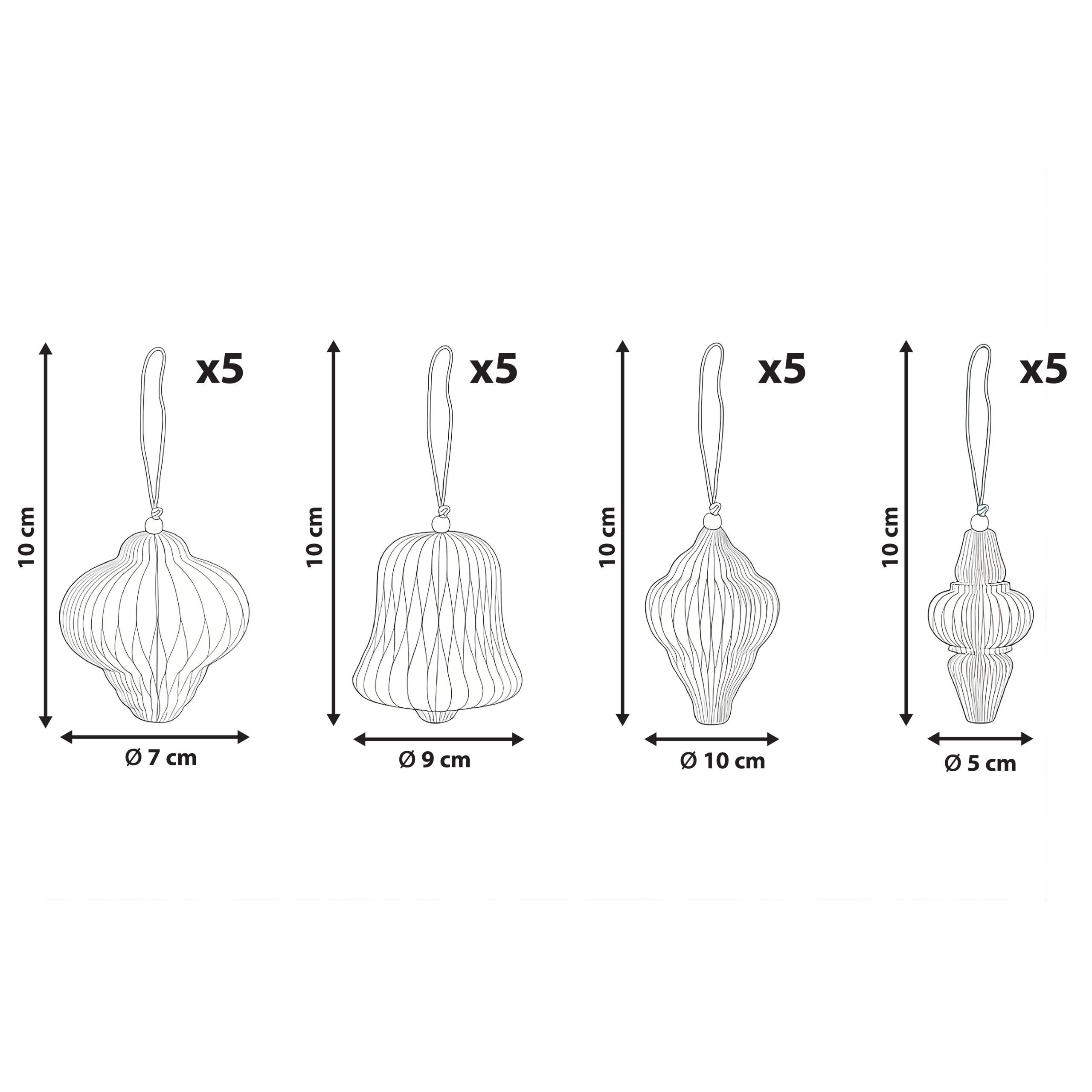 Beliani Set di 20 decorazioni per l'albero di Natale en Carta Classico MALSELVA  
