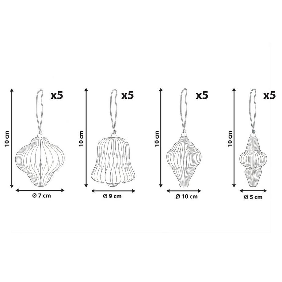 Beliani Lot de 20 décorations pour sapin de Noël en Papier Traditionnel MALSELVA  