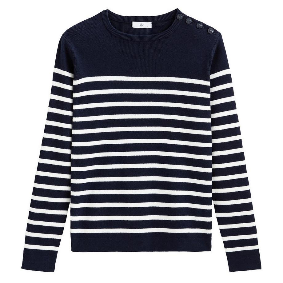 La Redoute Collections Pull Marinière avec Détail Boutonné  