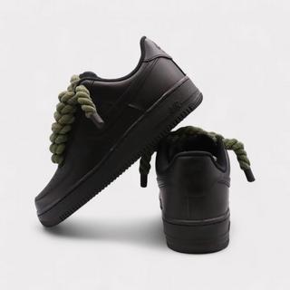 NIKE  Air Force 1 Black - Rope Lace Olive 