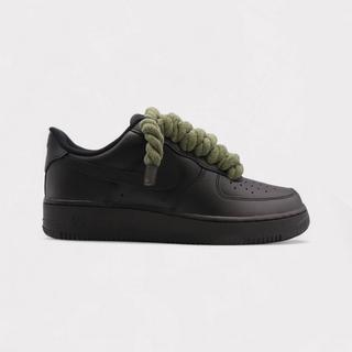 NIKE  Air Force 1 Black - Rope Lace Olive 