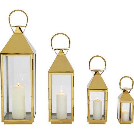 KARE Design Lanterna Giardino Oro Set di 4  