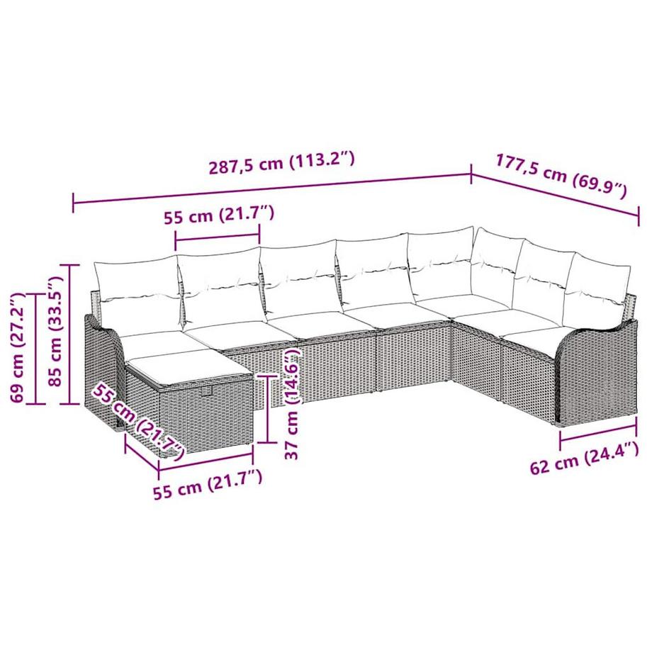 VidaXL Set Divano da Giardino Polyrattan  