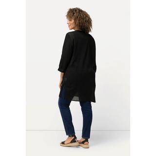 Ulla Popken  Blusa lunga in crêpe con collo alto, scollo a V e maniche a 3/4 